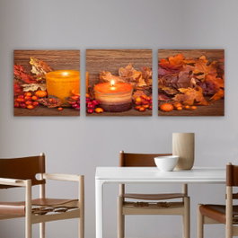 Wallity Conjunto de 3 Pinturas Decorativas en Lienzo Multicolor de 30x30 cm